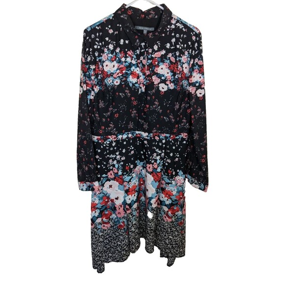 Julia Jordan Shirt Dress Long Sleeve Collared Shark Bite Button Front Floral 14 - Picture 1 of 11